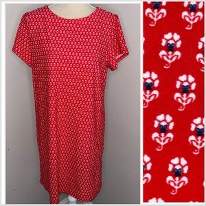 Jude Connally NEW red cap sleeve Ella stretch shift dress  floral print Medium